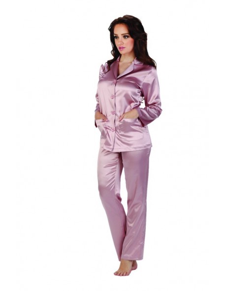 Classic pajamas women's satin long sleeves long trousers, De Lafense 934