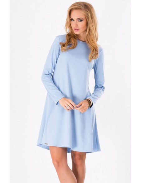 Dress women's trapezoidal with long sleeve, Makadamia m123