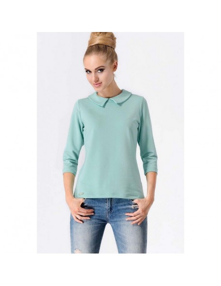 Blouse women's with a collar 3/4 sleeve, Makadamia m168