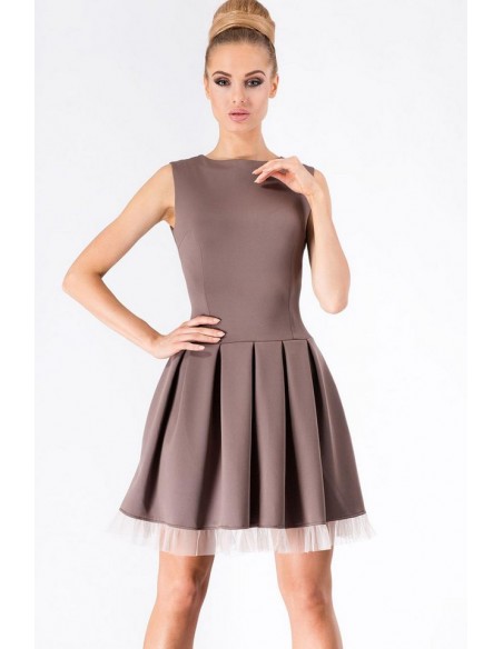 Dress women's flared sleeveless, Makadamia m178