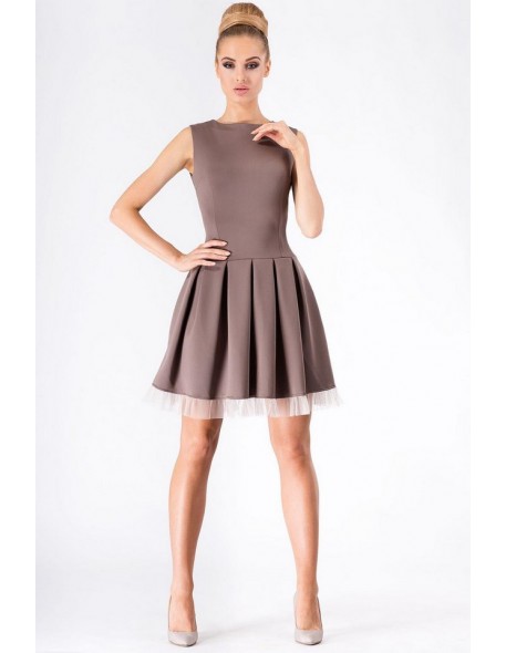 Dress women's flared sleeveless, Makadamia m178