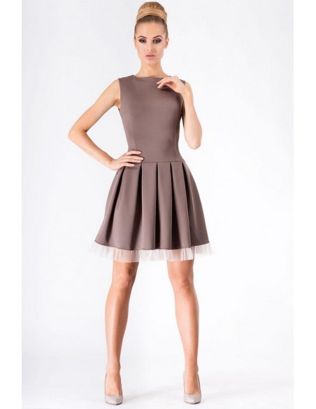 Sukienka damska rozkloszowana bez rękawów, Makadamia m178