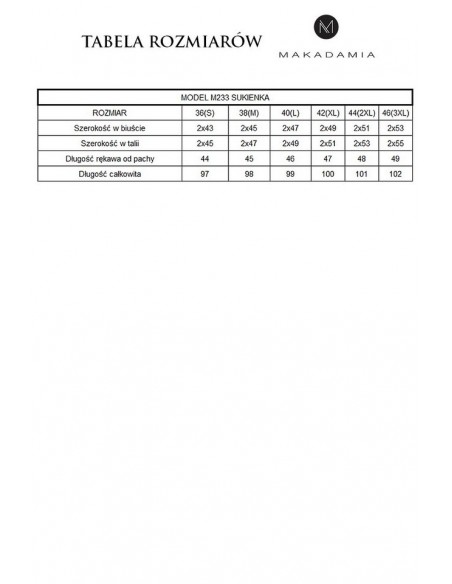 Sukienka damska z długim rękawem, Makadamia m233