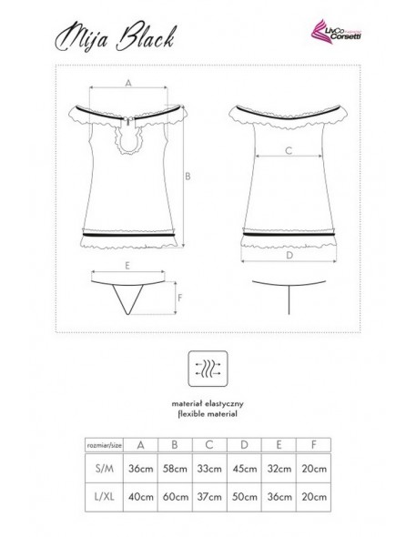 Mija koszulka nocna ze stringami czarna, Livia...