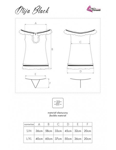 Mija koszulka nocna ze stringami czarna, Livia Corsetti lc 90173 
