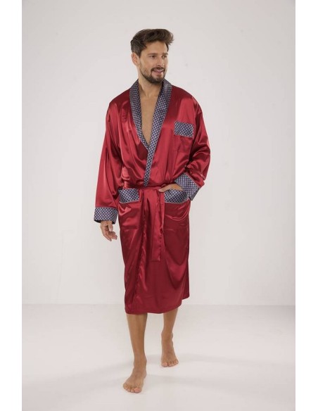 Bathrobe male satin with collar, De Lafense 940