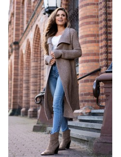 Mayamino kardigan ladies' long with collar mocca, Merribel