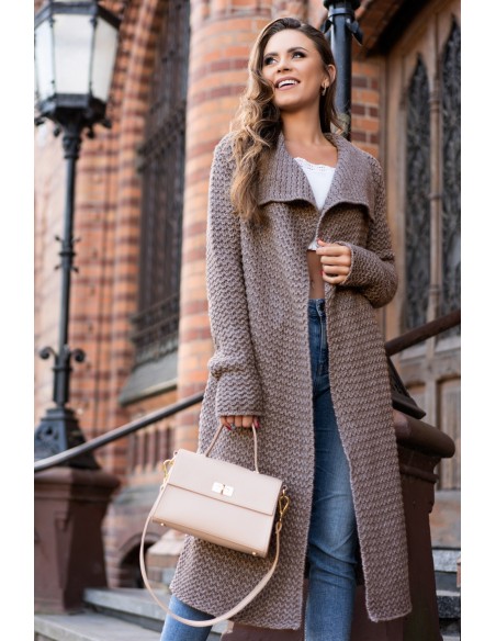 Mayamino kardigan ladies' long with collar mocca, Merribel