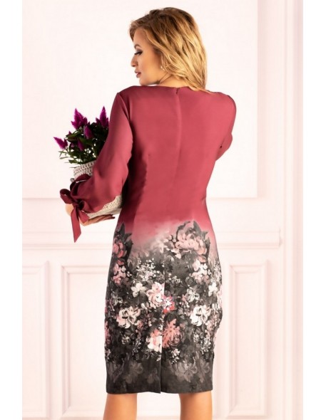 Mitral dress women's maroon with flowers long...