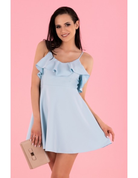 Cooreo sukienka damska mini na cienkich ramiączkach niebieska, Merribel d63