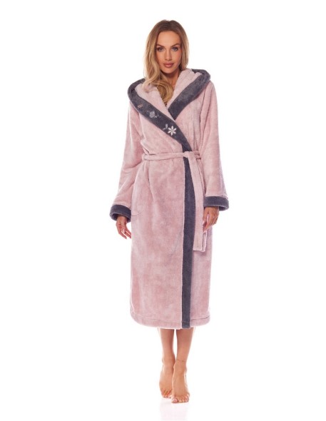 Bathrobe ladies' ciepły long with hood L&L HFT 9145