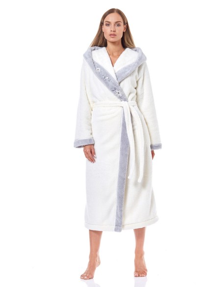 Bathrobe ladies' ciepły long with hood L&L HFT 9145