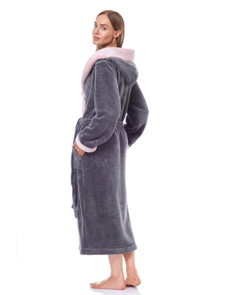 Bathrobe ladies' ciepły long with hood L&L HFT 9145