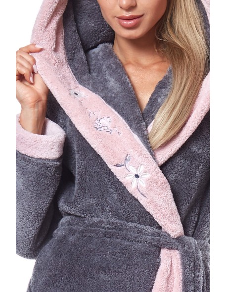 Bathrobe ladies' ciepły long with hood L&L HFT...