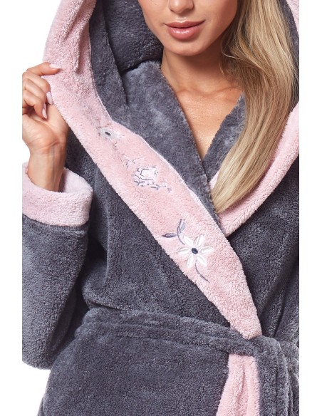 Bathrobe ladies' ciepły long with hood L&L HFT 9145