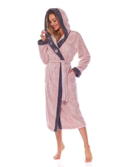 Bathrobe ladies' ciepły long with hood L&L HFT 9145