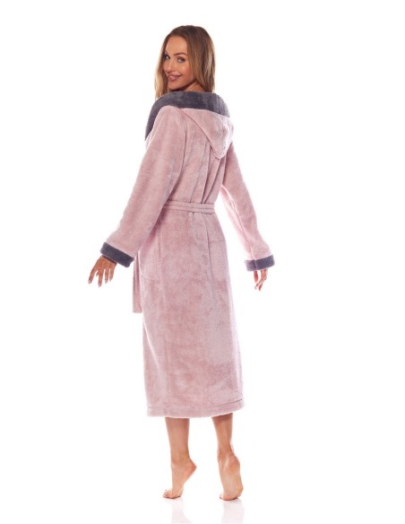 Bathrobe ladies' ciepły long with hood L&L HFT 9145