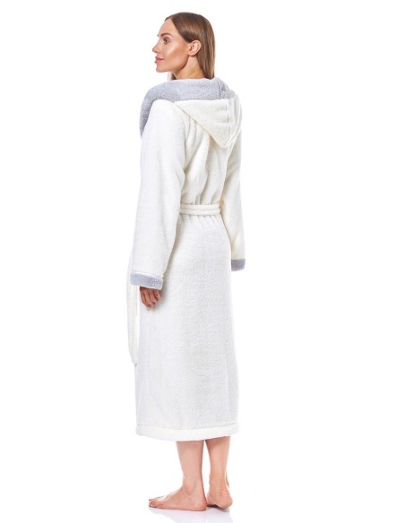 Bathrobe ladies' ciepły long with hood L&L HFT 9145