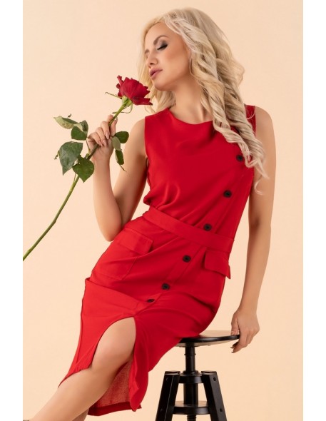 Eqalisa sukienka damska midi bez rękawów czerwona, Merribel d55