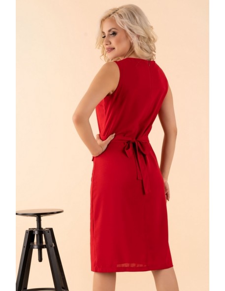 Eqalisa dress women's midi sleeveless red,...