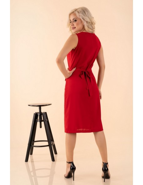 Eqalisa dress women's midi sleeveless red,...