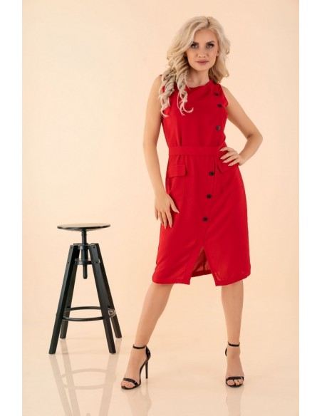 Eqalisa dress women's midi sleeveless red, Merribel d55