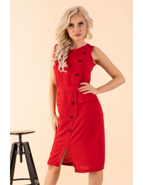 Eqalisa dress women's midi sleeveless red,...