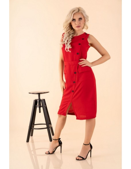 Eqalisa dress women's midi sleeveless red,...