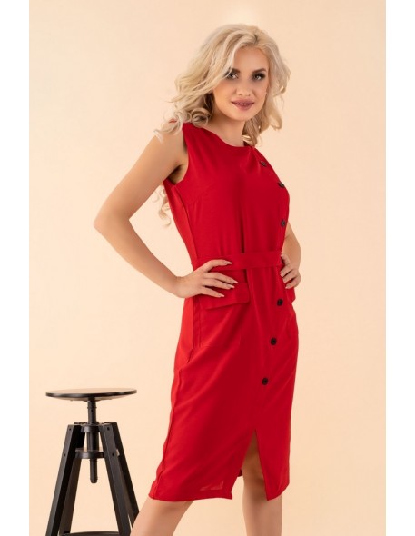 Eqalisa dress women's midi sleeveless red,...