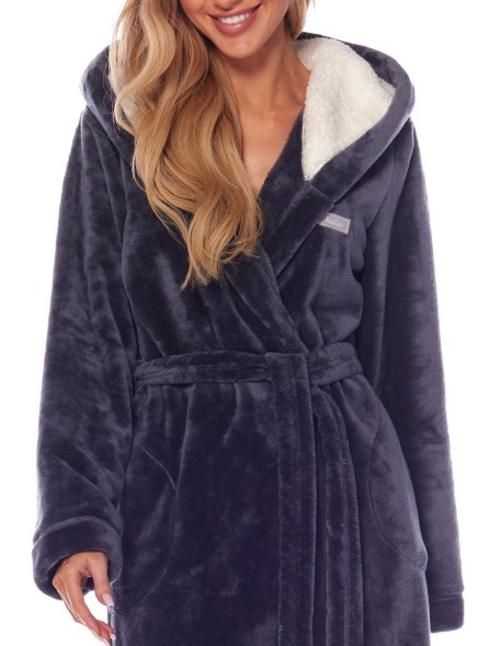 Bathrobe ladies' ciepły short with hood L&L Ole...