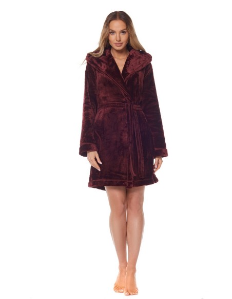 Szlafrok damski ciepły krótki z kapturem L&L Rabbit 2121 