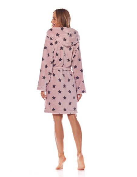 Bathrobe ladies' ciepły short with hood L&L DS 9135