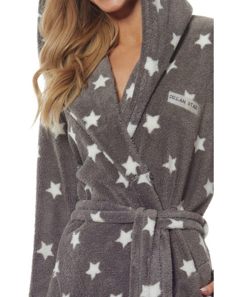Bathrobe ladies' ciepły short with hood L&L DS 9135