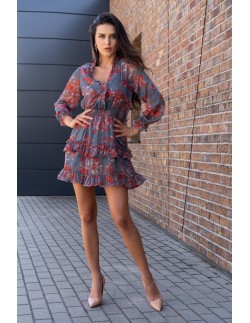 Visteriam dress women's with frills floral pattern,...