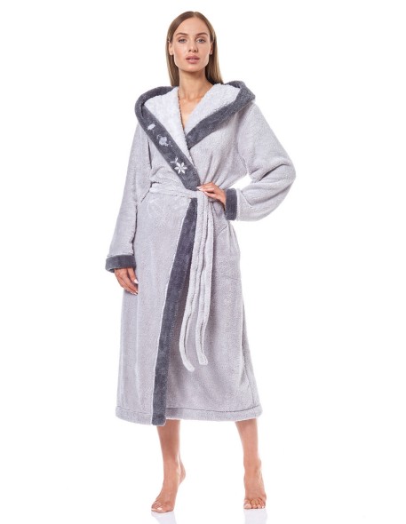 Bathrobe ladies' ciepły long with hood L&L HFT...