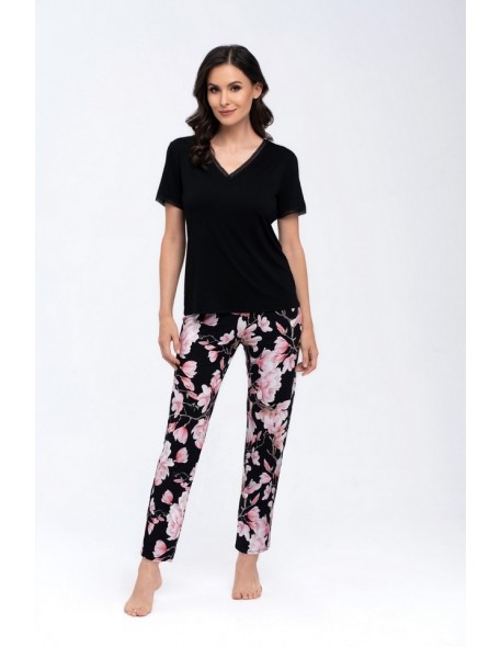 Pajamas women's long trousers short sleeve Babella Magnolia