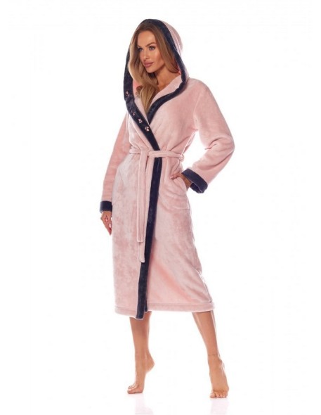 Bathrobe ladies' ciepły long with hood L&L Erica 2207