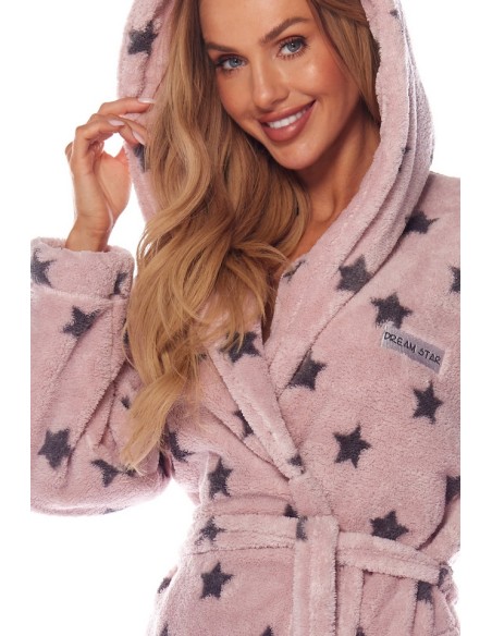 Bathrobe ladies' ciepły short with hood L&L DS 9135