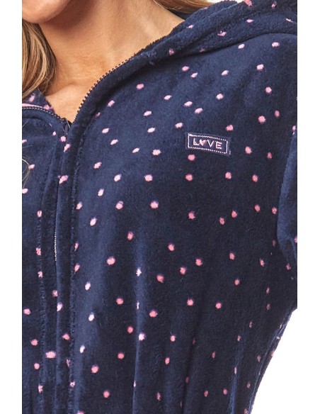 Szlafrok damski na zamek z kapturem L&L ZPPR 9156 