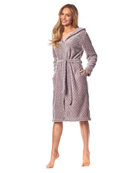 Bathrobe ladies' na zipper with hood L&L ZPPR 9156