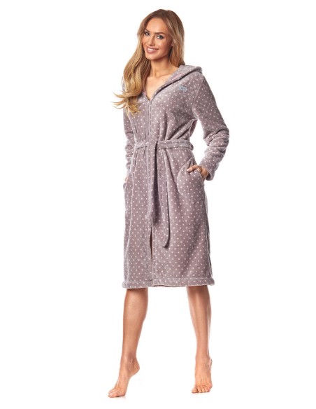 Bathrobe ladies' na zipper with hood L&L ZPPR 9156