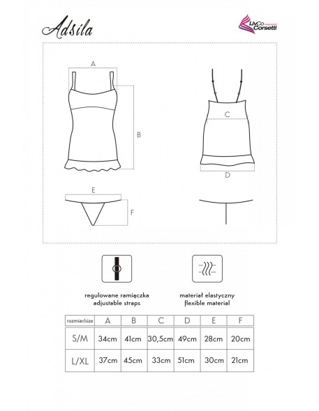 Adsila koszulka nocna ze stringami czarna,...