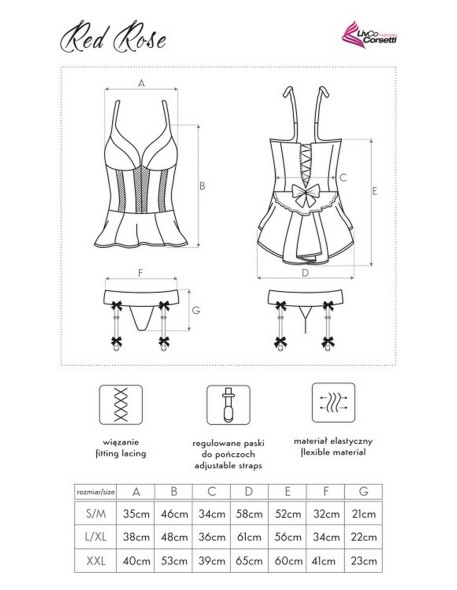 Red rose corset with thongs red, Livia Corsetti...