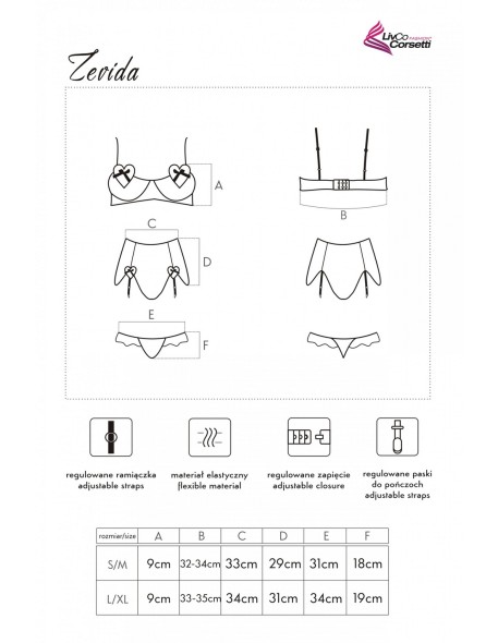 Zevida komplet biustonosz + pas + stringi,...