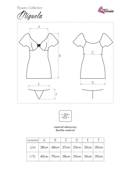 Miguela t-shirt night with thongs black, Livia Corsetti lc 30028