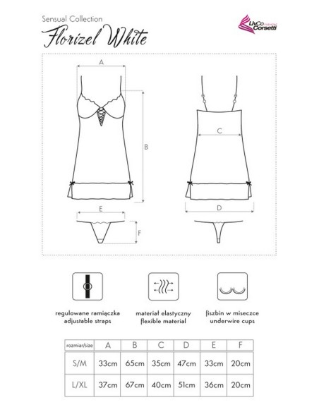 Florizel t-shirt night with thongs white, Livia Corsetti lc 90192