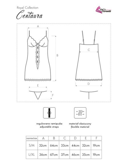 Centaura koszulka nocna ze stringami czarna, Livia Corsetti lc 90200 