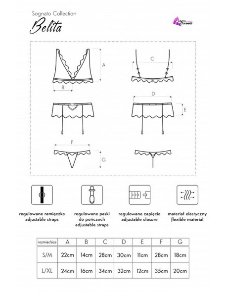 Belita set bra + pas + thongs black, Livia...