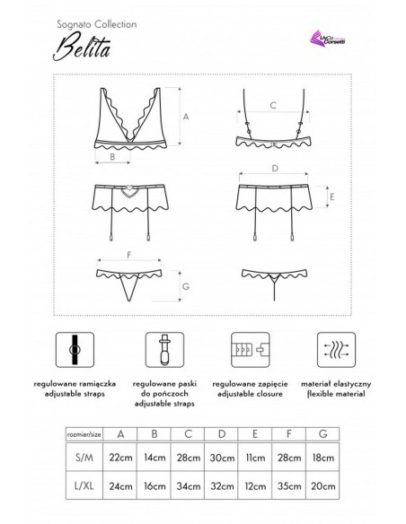 Belita komplet biustonosz + pas + stringi czarny, Livia Corsetti lc 90231 