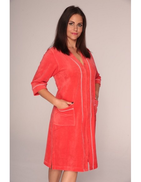 Welur bathrobe ladies' zipper 4xl-5xl, De Lafense 352